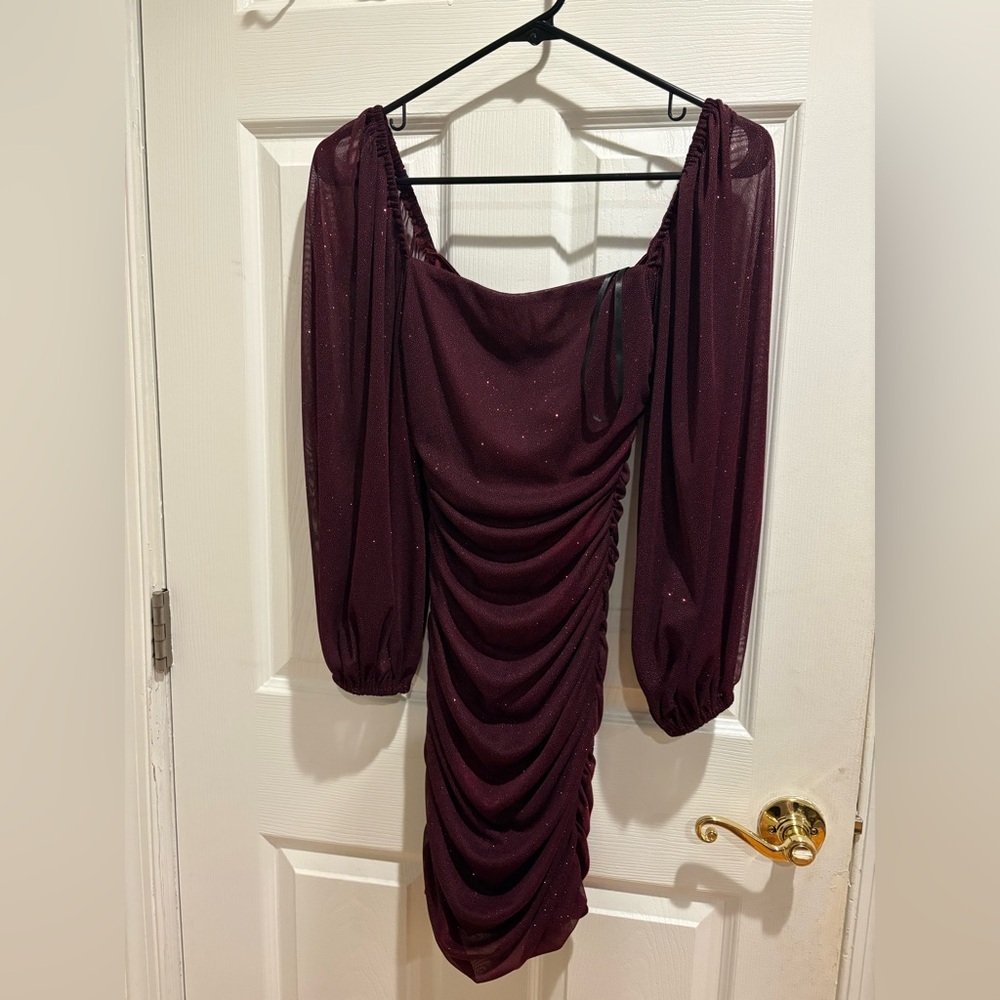 Macy's Burgundy Ruched Prom Dress